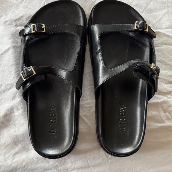 J. Crew Shoes - J. Crew Black Leather Double-Buckle Slide Sandals
